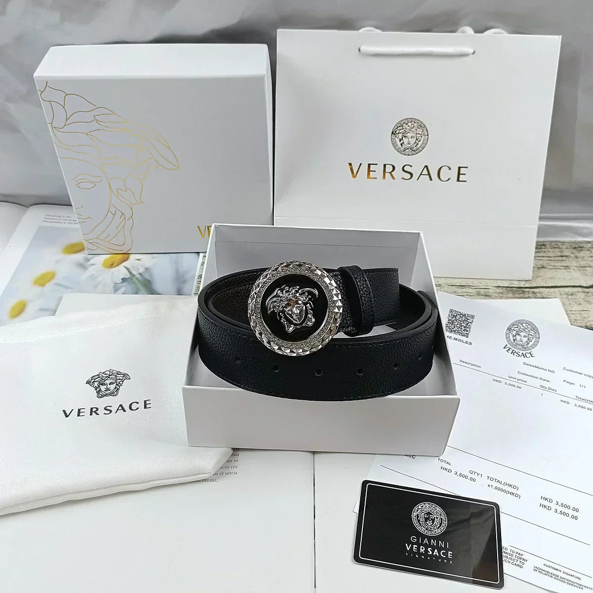 2025 4 Colors lion head double-sided lychee pattern belt