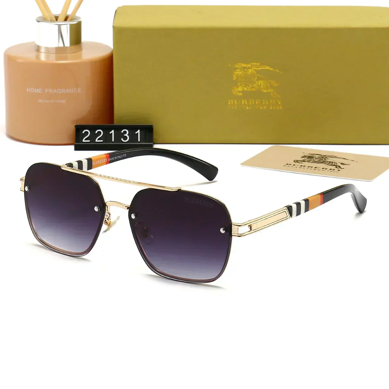 2025 Plaid Metal Frame Sunglasses 22031
